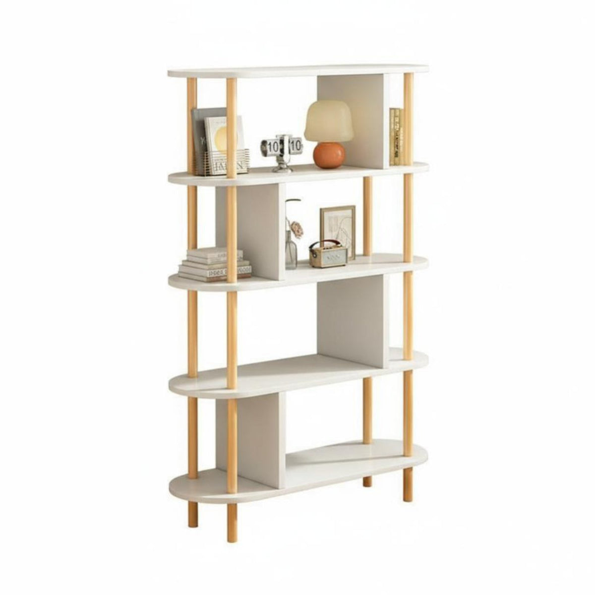 sturdy Wood Legs A-Frame shelving unit Floor-Standing Storage Shelf Modern Design Display Rack Sturdy Construction for Book Lovers, Homeowners, Decor aficionados, Living Room, Home Office, Bedroom