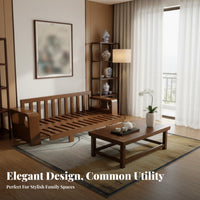 L-Shaped Wooden Sofa Traditional Chinese design Living Room Furniture All-Season Use Sectional Couch for Apartment Dwellers, Home, Lounge Area, Office