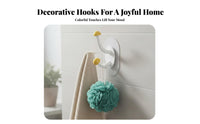 Punch-No-Drill Toadstool Wall Hook No Drill Installation Wall Hook Traceless Decorative Key Holder Easy to Install for Children, Renters