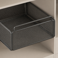 Pull Out Wardrobe Wire Basket, Small Metal Powder-Coated Closet Basket Drawer, Telescopic Sliding Cabinet Organiser for Clothing Storage