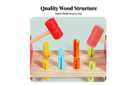 Hand-Eye Coordination Wooden Pounding Bench Fine Movement Skills Development Wooden Hammer Bench Educational for Toddlers, Babies