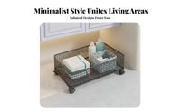 Flat Base Rolling Storage Cart Black Wire Basket Cart for Under Sink