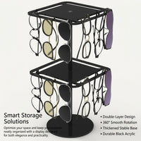 Acrylic Sunglasses Organiser, 2-Tier Rotating Display Stand, Clear Desktop Eyewear Holder for Retail