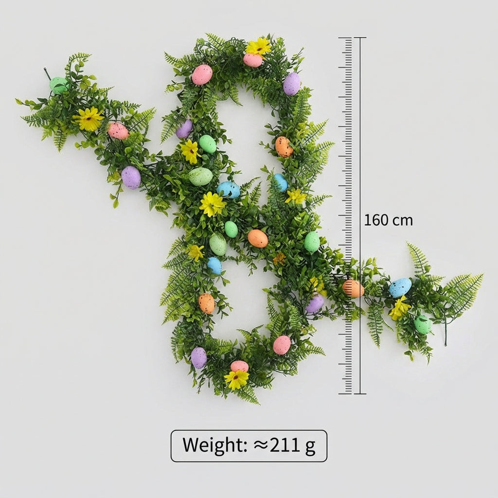 Artificial Leaf Vine 160 cm Easter Garland Spring Decoration with Eggs Realistic Easter Egg Garland Easy Care for Home Kitchen Mantle Fireplace