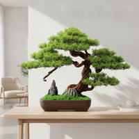 Desktop Artificial Bonsai Tree Zen Fake Bonsai Decor Maintenance-Zero-Maintenance Mini Artificial Tree Realistic for Office Workers, Entryway