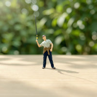 1:64 Scale Fishing Figure Collectible 1:64 Scale Fishing Figure Miniature Fisher Model Realistic Intricacy Tiny Fisherman
