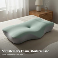 Two-Tier Height Design Memory Foam Sleep Pillow Pressure Relieving Memory Foam Pillow Breathable for Office Workers, Sleeping, Bedroom