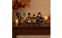 5 Pieces Halloween Nutcrackers Miniature Nutcracker Figure with Round Base Tabletop Wooden Figure for Decorators, Collectors