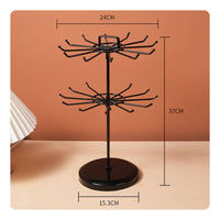 Wrought Iron Rotating Jewelry Stand Multi-Tier Jewelry Tree Stand Space Saving Tiered Accessory Hanger for Market Stall, Boutique, Closet, Dressing Table