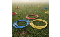 12 Pieces PP Material Football Agility Rings Red Blue Yellow 12 Pack Agility Rings Colored Set Football Training Hoop Indoor Outdoor Use for Sports Practice