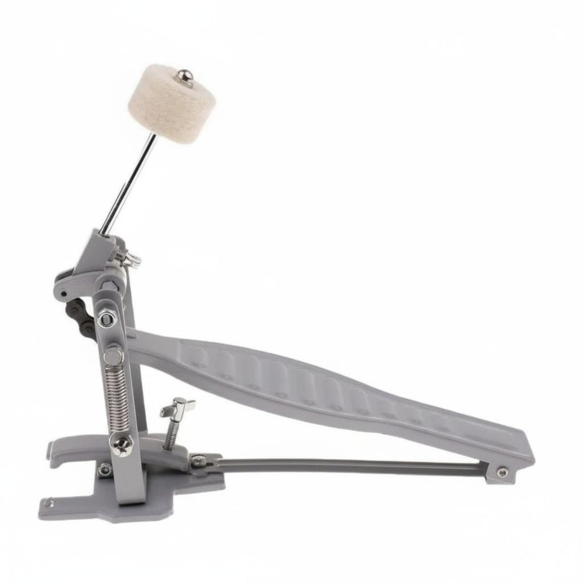 Single Bass Drum Pedal Felt Beater Kick Drum Pedal Chain Drive Musical Instrument Accessory for Drummers, Beginners