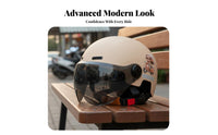 Electric Bike Helmet 3C Certified Half Shell Helmet Sun Protection Secure Headwear for Motorcyclists, Women, Daily Commute, Street Biking, Outdoor