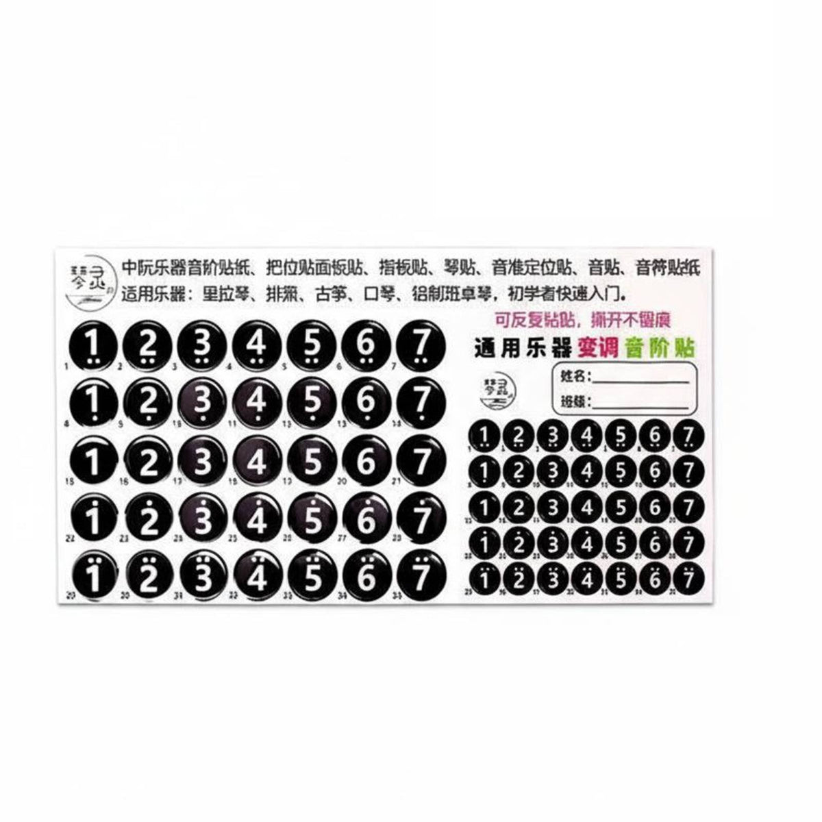 Zhongruan Scale Sticker Leaves No Residue Finger Position Guide Sticker Easy to Remove Fretboard Note Decal for Beginners, Music Students