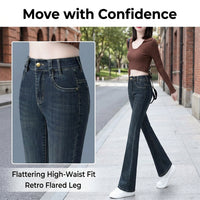 Jeans for Women with Fleece Lined High Waist for Winter, Flared with Bootcut Style, Warm Thermal Denim Pants