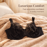Underwire Bra with Lace Overlay for Women, Large Cup Support in Extended Sizes, Minimizing for Everyday Wear and Special Occasions