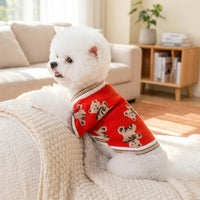 Knitted Dog Sweater and Cat Sweater, Button Front Diagonal Neckline Acrylic Knitted Cat Sweater and Dog Sweater