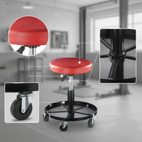 Automotive Stool with Tool Tray Padded Rolling Stool with Tool Tray Heavy Duty for Auto Repair Shop