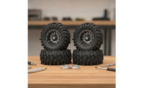 4 Pieces RC Crawler Wheel and Tire Assembly Dark Wheel and Tire Set with Beadlock Rim High Traction Tires for Trail Building