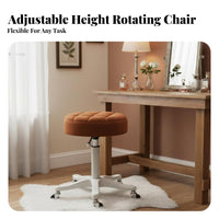 Effortless Rolling Casters Upholstered Adjustable Task Stool Sturdy 5-Star Base Swivel Chair Armless Design Seating Furniture High-Density Foam Cushion for Hairstylists, Professionals, Beauty Salon, Barber Shop, Vanity Area, Studio