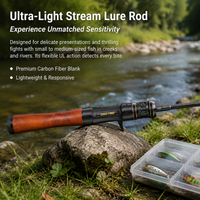 Carbon Fibre Carp Fishing Rod, Soft Action 2 Section Lure Rod, 86cm Collapsed Length for Stream Fishing