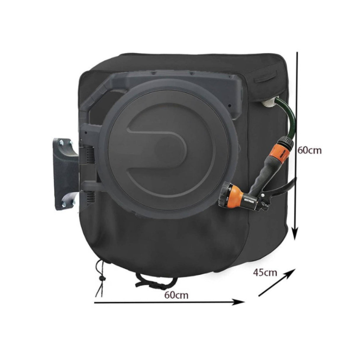 Wall Mount Hose Reel Cover 420D Fabric Retractable Garden Hose Reel Cover Waterproof for Yard, Outdoor