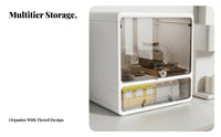 Cup Display Box with Drawers Compact Size Desktop Storage Cabinet for Tea Lovers