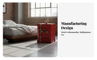 utilitarian aesthetic Shipping Container Nightstand Lockable Bedside Nightstand Creative Design Small Cabinet space-saving for Students, Young Adults, Homeowners, Bedroom, Dorm Room, Office