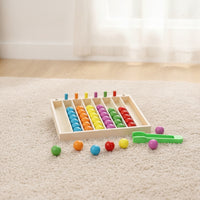 Wooden Color Sorting Toy Child-Centered Sorting Toy with Tongs Educational Hands-on for Toddlers, Preschoolers, Kids, Home