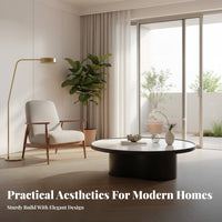 Round Pedestal Table Italian-Inspired Circular Table with Sculptural Base Modern Aesthetic Easy to Clean for Lounge Area