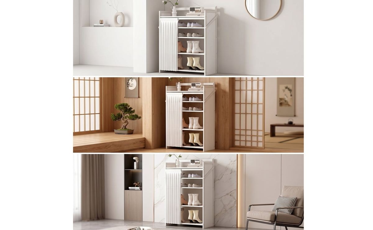 5-Tier Folding Shoe Cabinet Narrow Foldable Shoe Cabinet Portable Furniture Compact for Hallway
