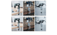 2 Pieces Adjustable Rotating Bench Vise with Clamp Rotatable Clamp-on Vise with Drill Holder Lightweight Table Vice Compact for Workshop, Garage