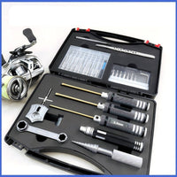 Fishing Reel Maintenance Kit Hard-Cased Fishing Reel Tool Kit Knurled Tools for Tackle Box
