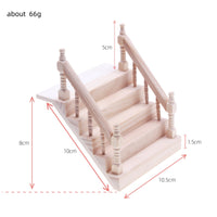 Wooden Dollhouse Staircase Stepped Design Dollhouse Stairs Smooth Finish Miniature Staircase