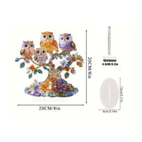 Acrylic Ornament with Owl Design Multicolor Owl Tabletop Ornament Desktop Plaque with Base Translucent 2D for Bird Lovers, Desk