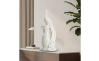 Peacock Statue with Pedestal Imitation Jade Peacock Sculpture Ivory-White Decor for Home Stylists, Entryway, Wedding