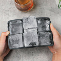 Baby Food and Mixed Drink Ice Tray with Large Square Cavities, Food Grade Silicone Easy Release Design, Reusable 6-Cube Tray for Home Bar