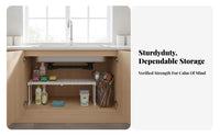 2-Tier Expandable Under-Sink Shelf Easy to Install Cabinet Organizer for Renters
