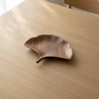 Ginkgo Leaf Tray Hand-Carved Leaf Shaped Tray Walnut Finish for Hosts, Tea Service, Tabletop Decor