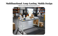 Packaging Workbench Anti Tabletop Packing Table Unified Roll Holders Industrial Packing Table with Shelves for Packers, Technicians