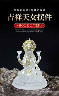 Southeast Asian Auspicious Goddess Resin Figurine Ornament