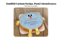 Multifunctional Velvety Chair Pad Embroidered Face Round Velvety Pillow for Students, Office Workers, Dorm Room, Bedroom, Reading Nook