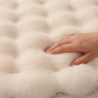 Pet Mat For Dogs Fluffy Warm Indoor Round Off-White Bubble Velvet