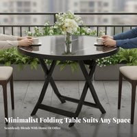 Foldable Design Collapsible Cafe Table Weather-Resistant Household Furniture Indoor & Outdoor Versatility Space-Saving for Small Families, Apartment Dwellers, Balcony, Garden, Backyard, Kitchen