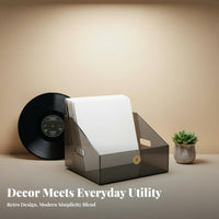 Vinyl Record Storage Box Retro Design Wooden LP Display Rack Large Capacity Wooden LP Storage Box for Audiophiles, Bookshelf