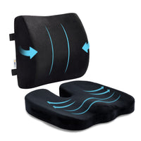 Ergonomic Memory Foam Seat Cushion waist Support Pillow Set Breathable Back Support Pillow for Drivers, Travel