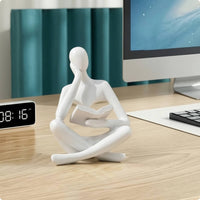 Resin Thinker Statue Smooth Thinker Figurine Compact Abstract Sculpture Lightweight for Book Lovers, Readers, Bookshelf, Study Table, Reading Nook