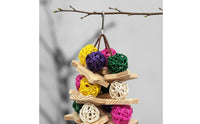 Bird Toy with Rattan Balls Shreddable Parrot Chew Toy Woven for Parrots, Conures