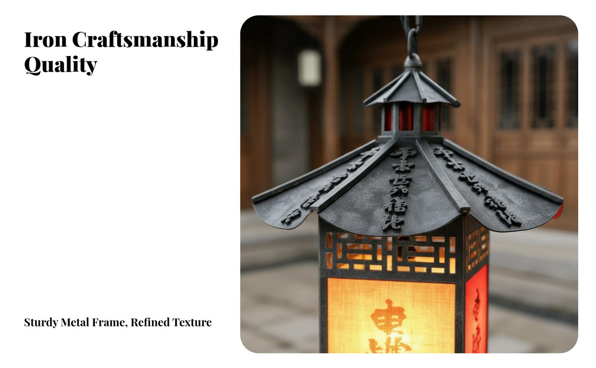 Traditional Design Chinese Design Hanging Light Soft Ambient Radiance Chinese Design Hanging Lantern Waterproof Wrought Iron Tassel Lantern Weather-Resistant for Restaurant Owners, Homeowners, Courtyard, Pavilion, Balcony, Corridor
