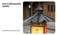Traditional Design Chinese Design Hanging Light Soft Ambient Radiance Chinese Design Hanging Lantern Waterproof Wrought Iron Tassel Lantern Weather-Resistant for Restaurant Owners, Homeowners, Courtyard, Pavilion, Balcony, Corridor