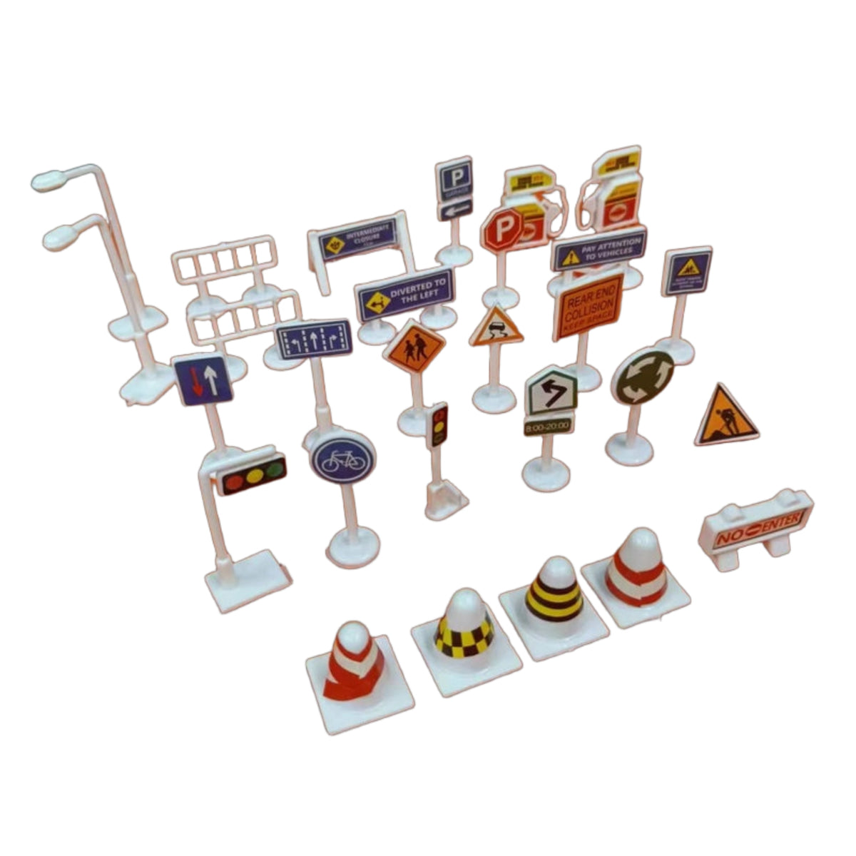 Scene Building Miniature Road Sign Set Educational Sand Table Road Signs Lightweight Miniature Traffic Sign Set Sturdy for Hobbyists
